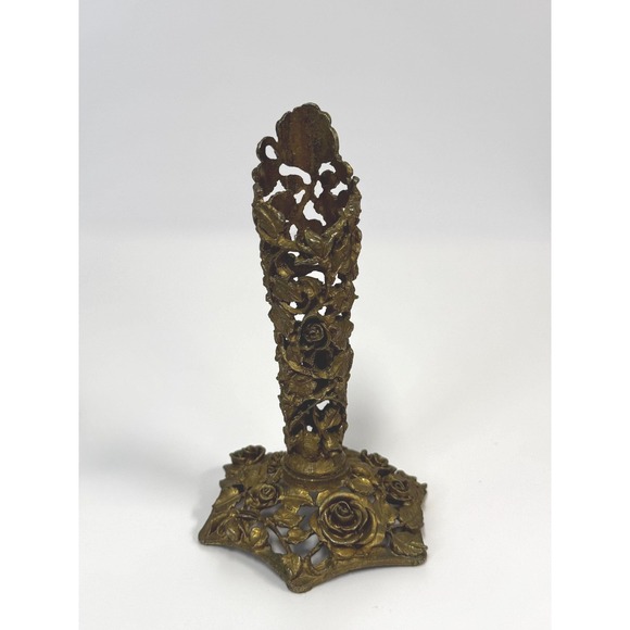 Vintage Matson bud vase: Ornate floral Rose candlestick or pen holder - Picture 1 of 11